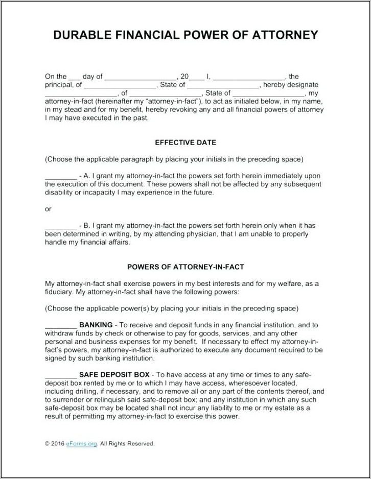 Power Of Attorney Word Document Template