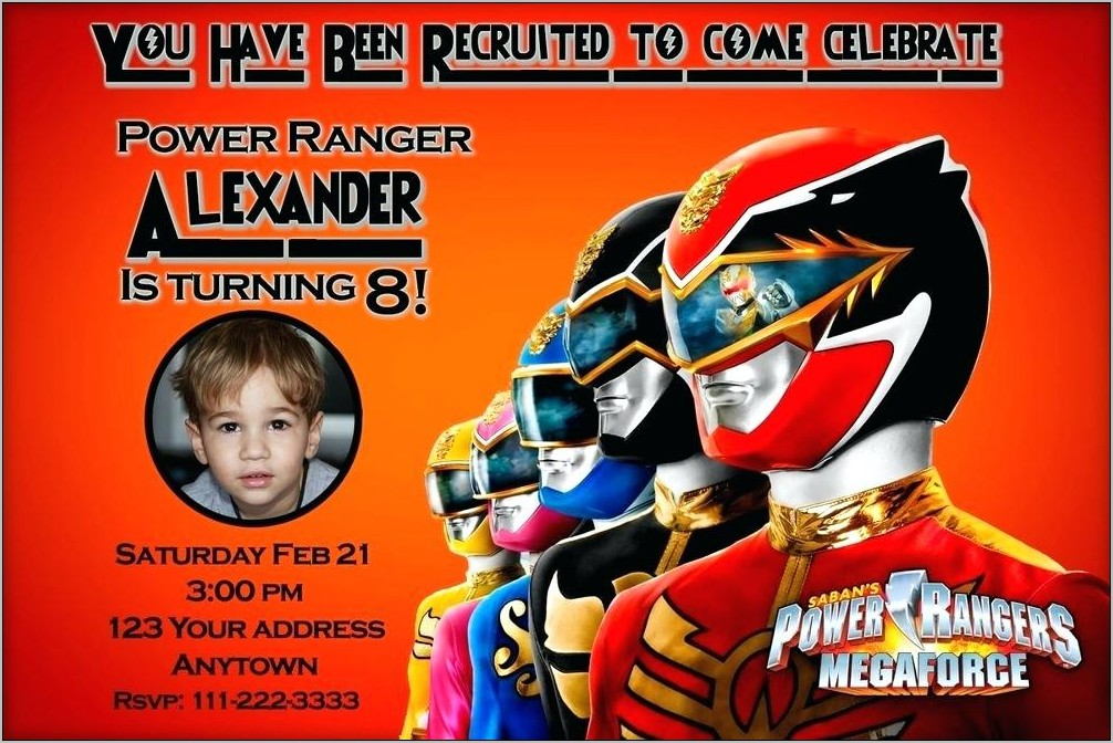 Power Rangers Birthday Invitation Template Free