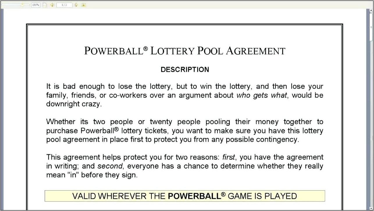 Powerball Lottery Contract Template