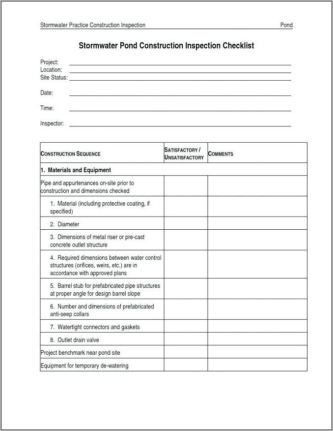 Pre Construction Checklist Form