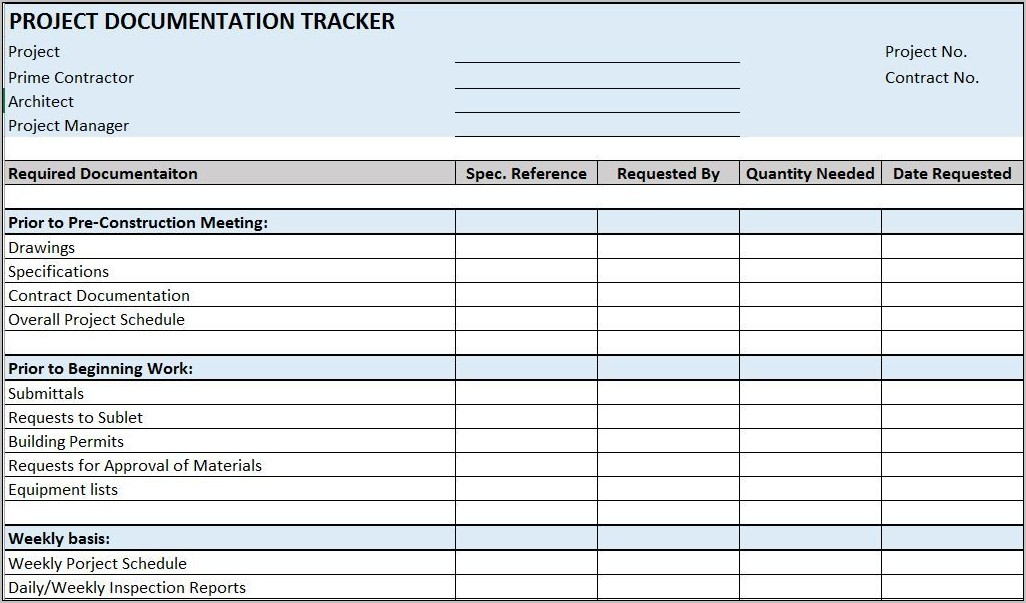 Pre Construction Information Checklist Template