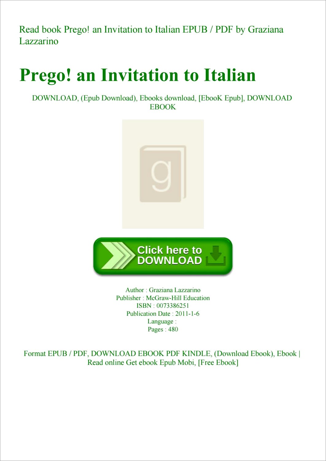 Prego An Invitation To Italian Pdf