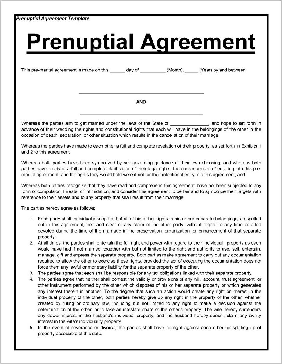 Prenup Agreement Free Template