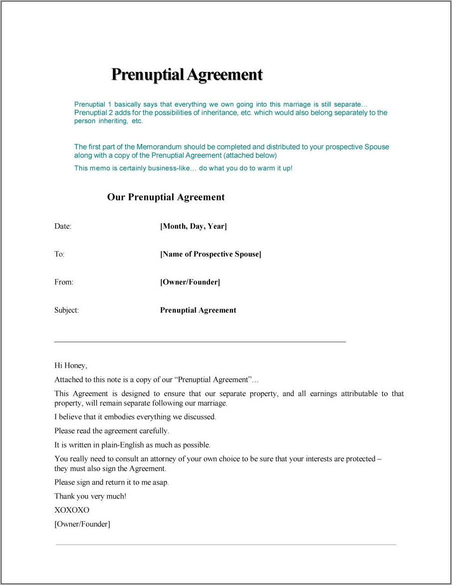 Prenuptial Agreements Sample Uk