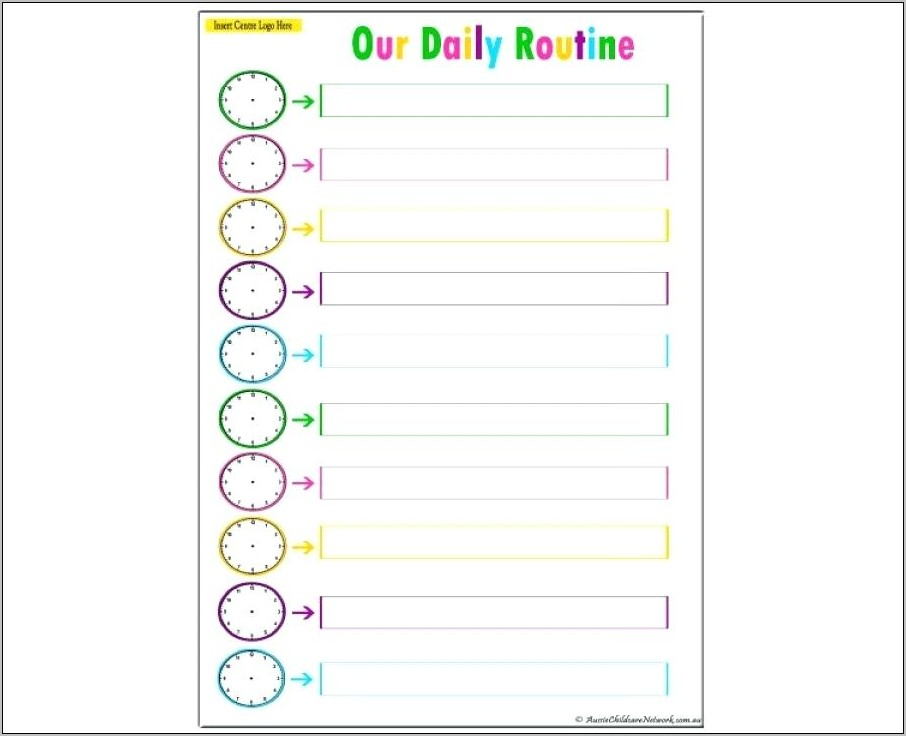 Preschool Daily Routine Template