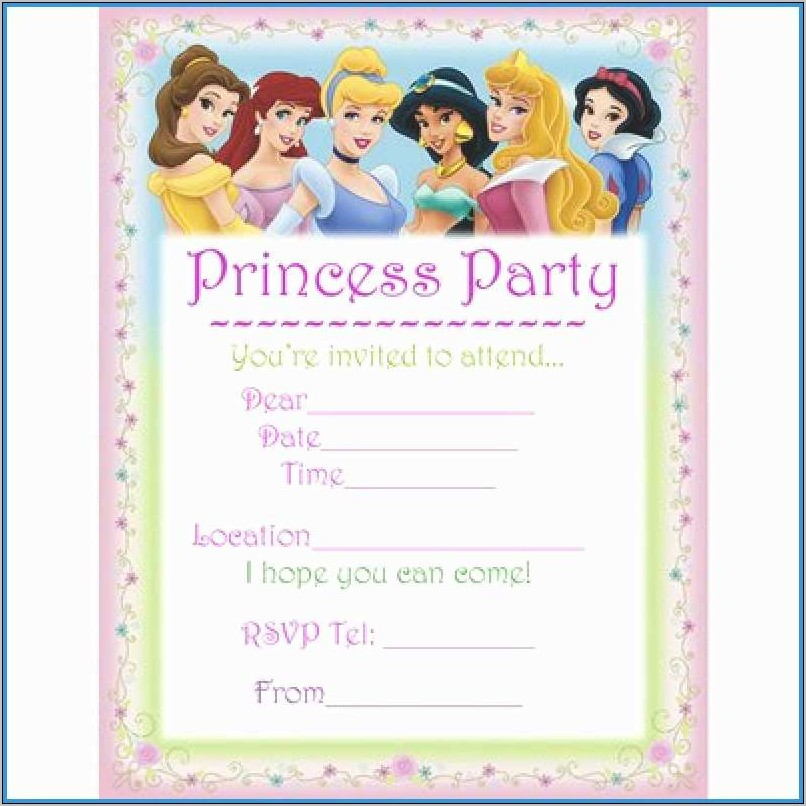 Princess Birthday Invitation Templates Free