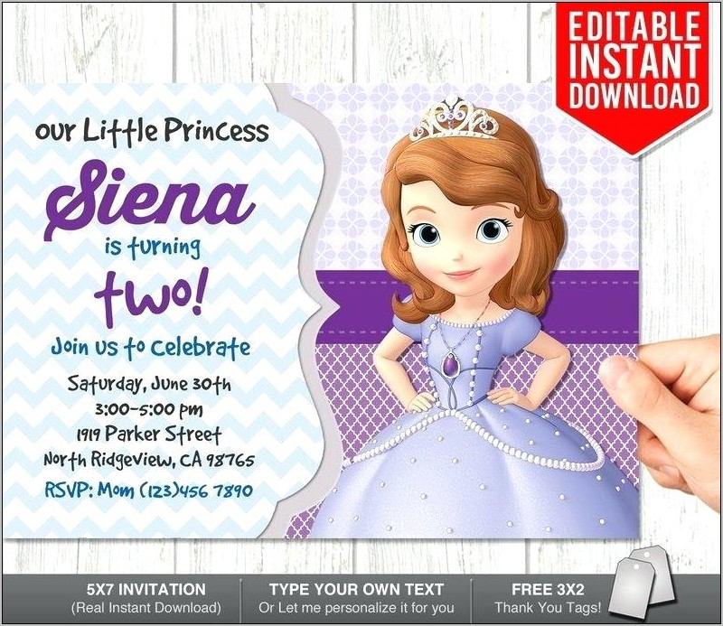 Princess Sofia Invitation Card Template