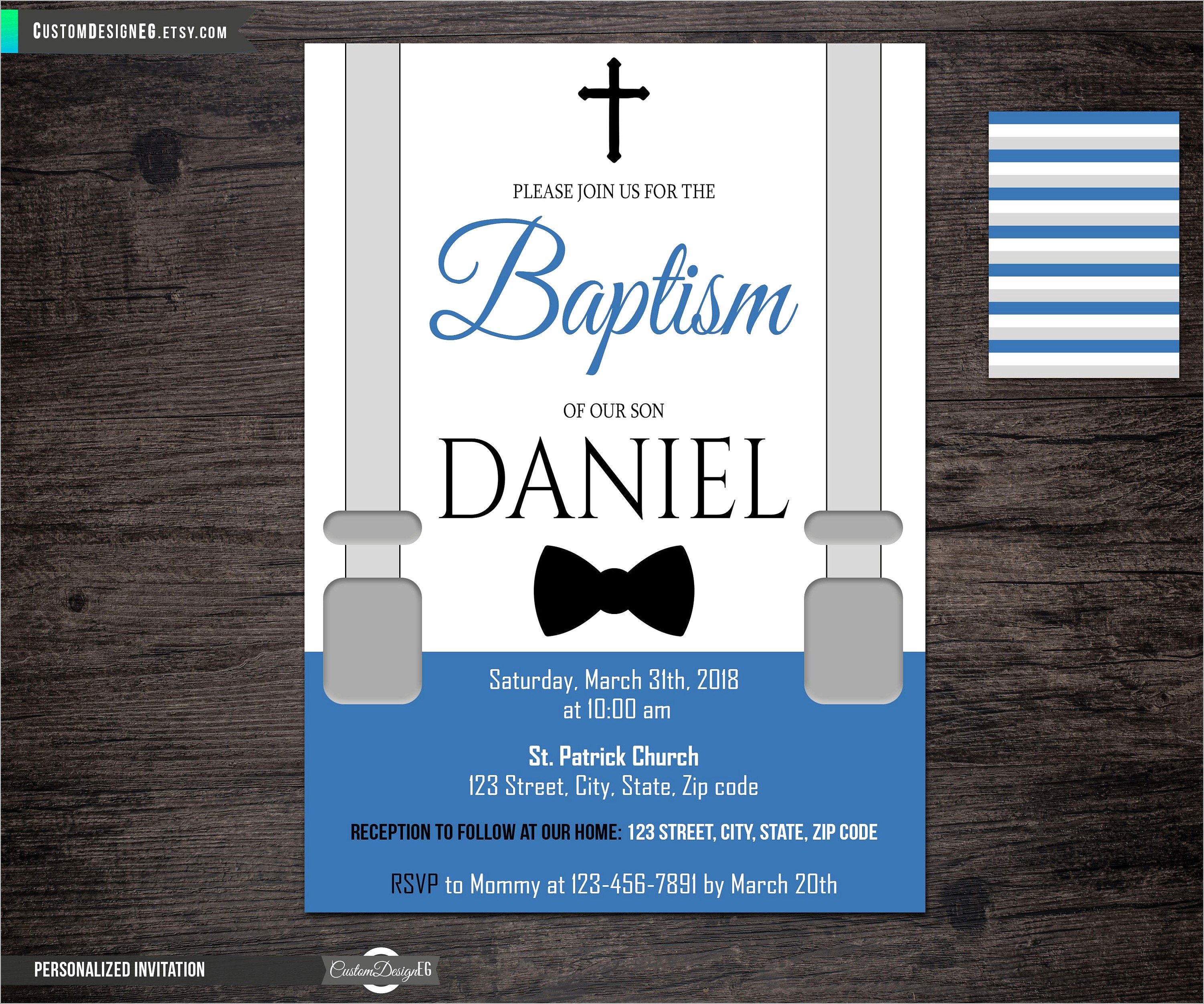 Printable Baptism Invitation Boy