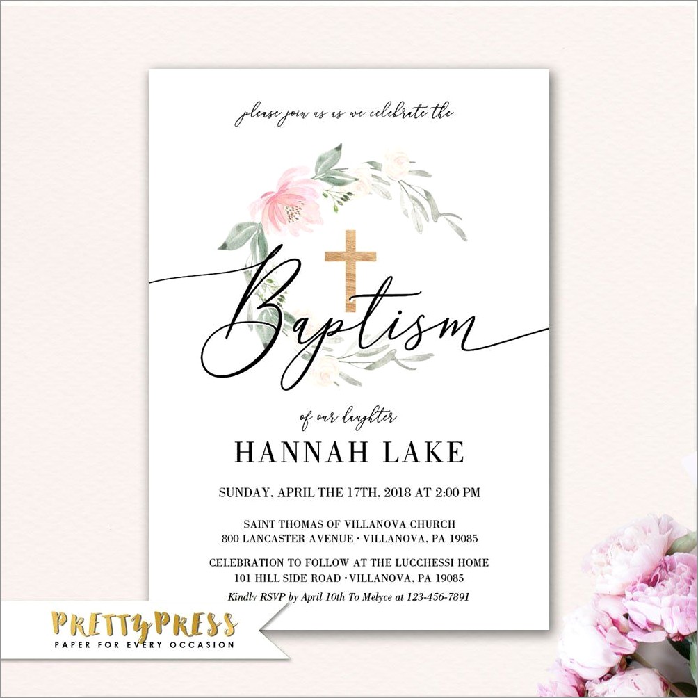 Printable Baptism Invitation Card