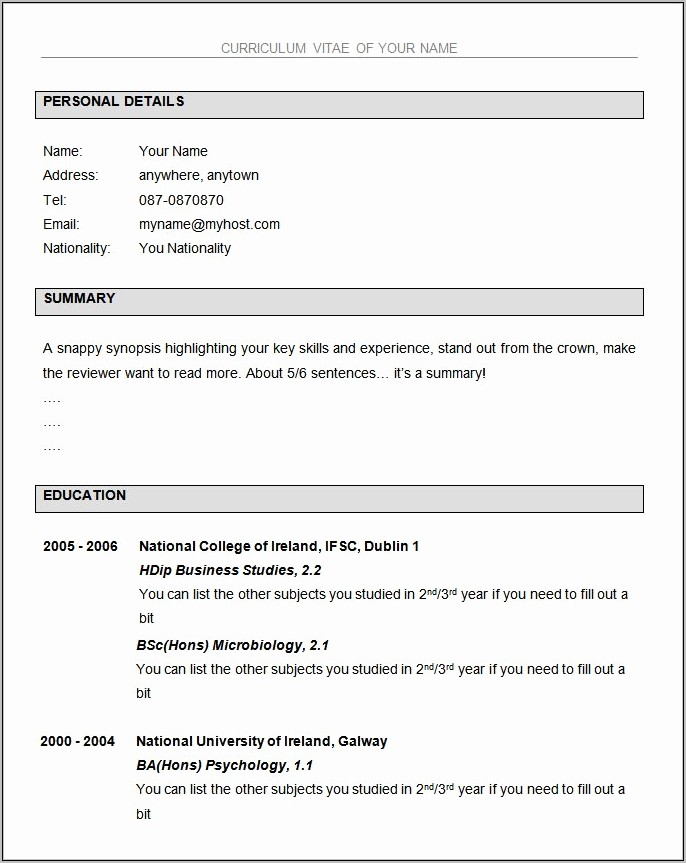 Printable Basic Resume Templates