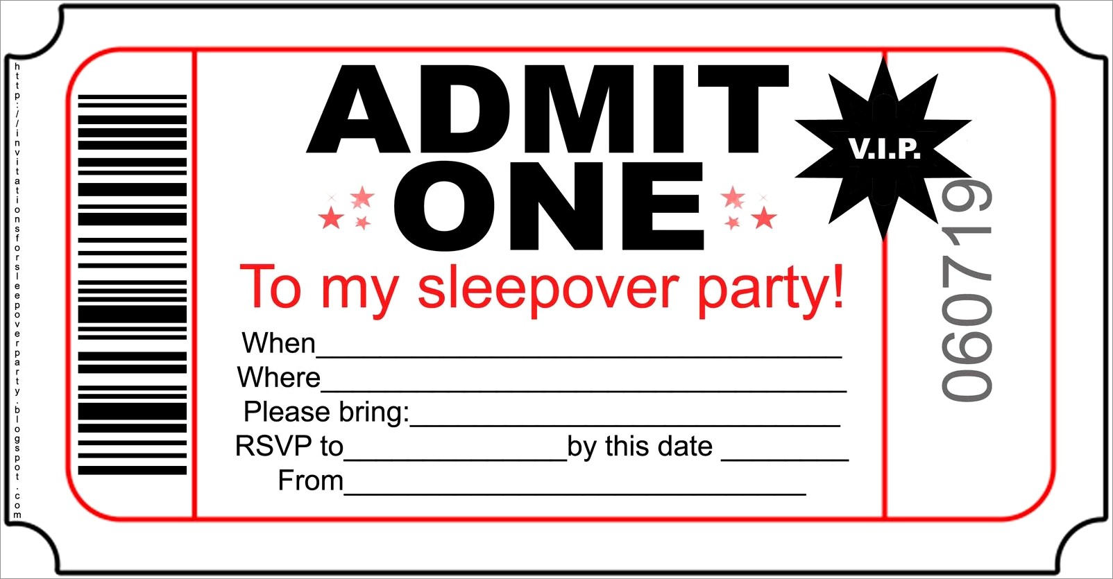 Printable Birthday Sleepover Invitations