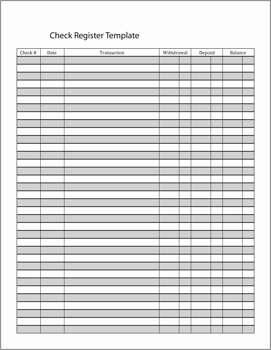 Printable Blank Check Register Template