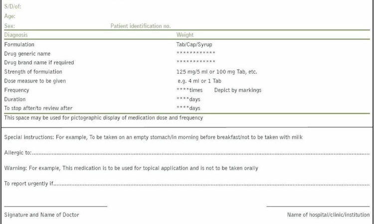 Printable Blank Prescription Pad Template