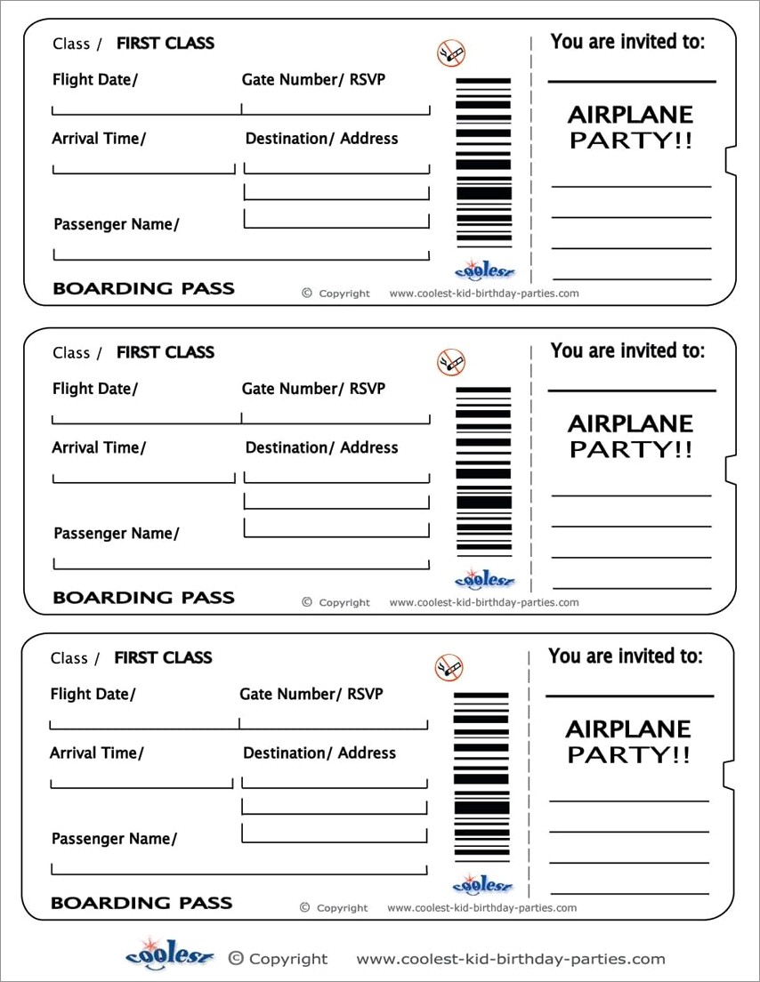 Printable Boarding Pass Invitation Template