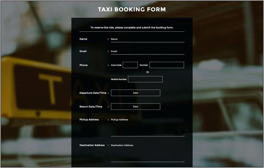 Printable Booking Form Template Free