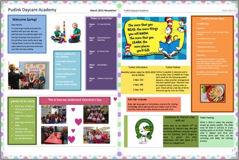 Printable Child Care Newsletter Templates