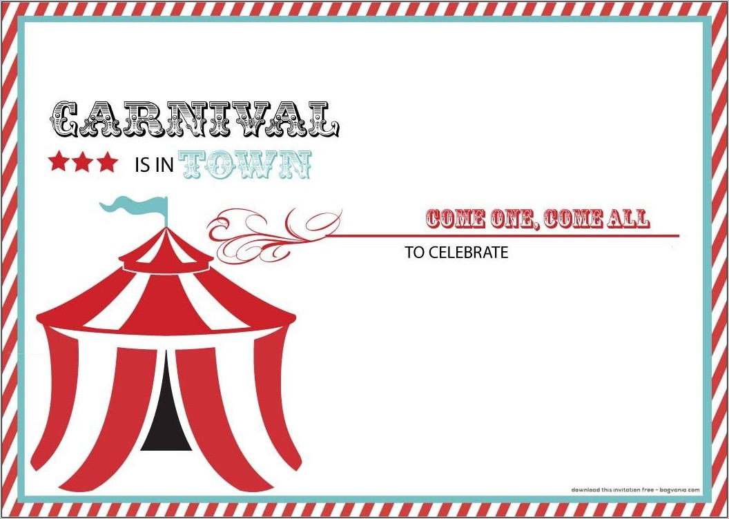 Printable Circus Tent Invitation Template