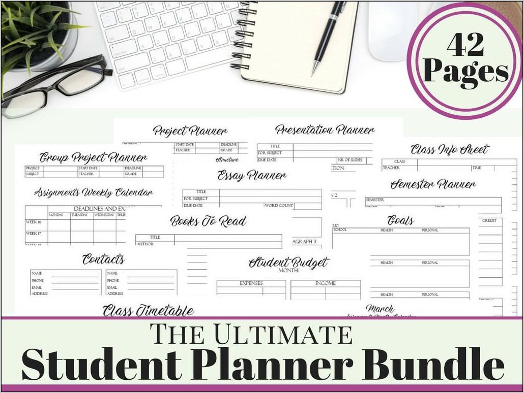 Printable College Student Planner 2018