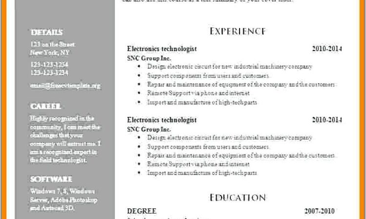 Printable Cv Template Free