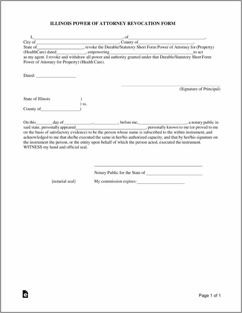 Printable Durable Power Of Attorney Form Illinois