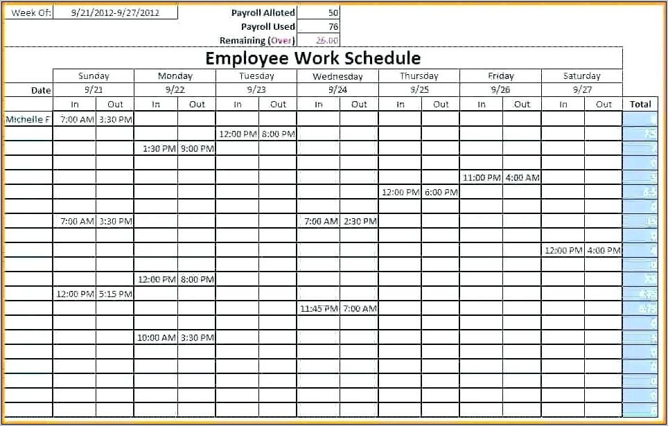 Printable Employee Schedule Template Download