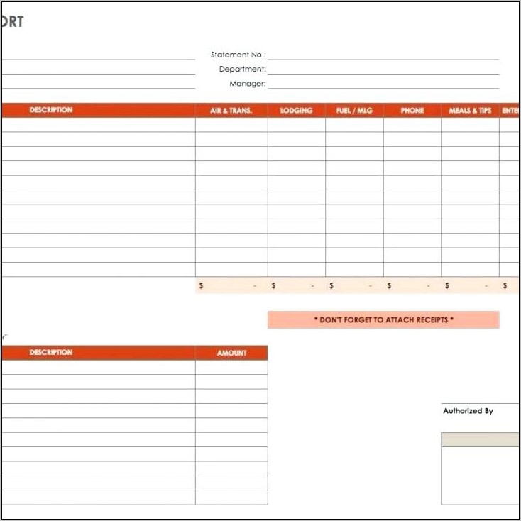 Printable Expense Report Template Oracle Cloud