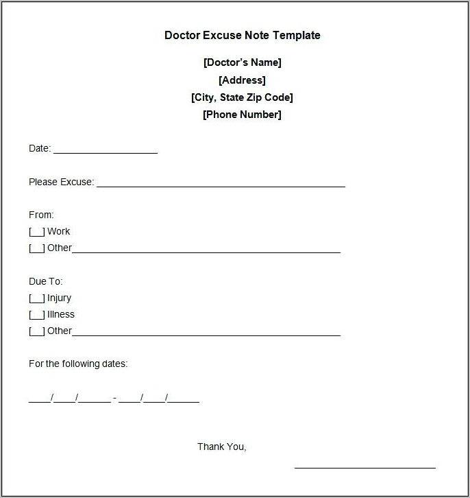 Printable Fake Doctors Note Template