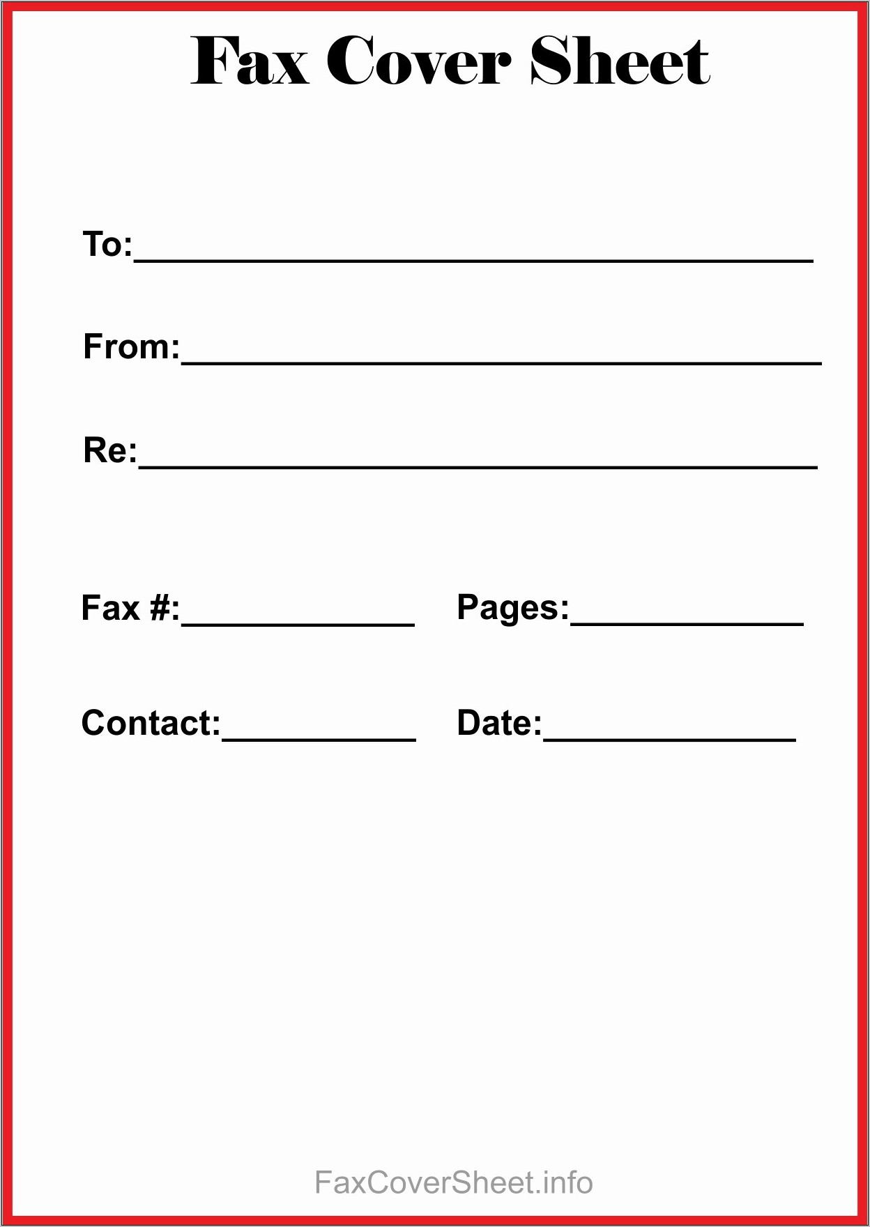 Printable Fax Cover Sheet Template