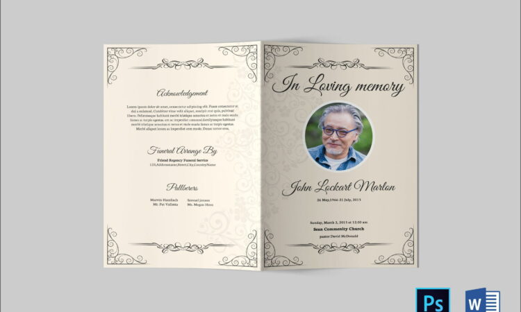 Printable Funeral Program Template Word