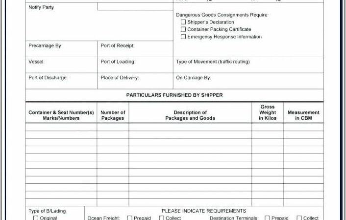 Printable Hazmat Bill Of Lading Template