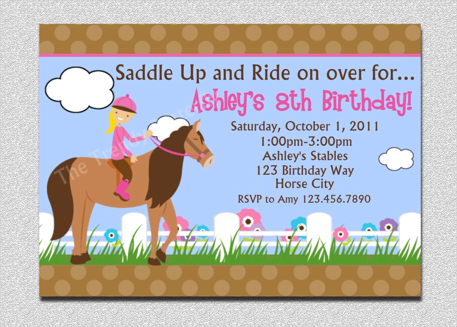 Printable Horse Birthday Invitations