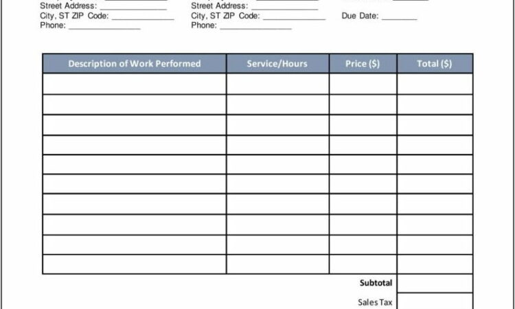 Printable Invoice Forms For Free