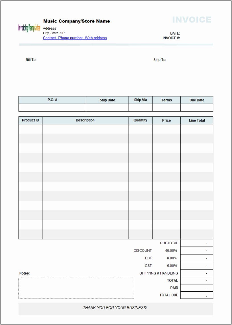 Printable Invoice Template Pdf