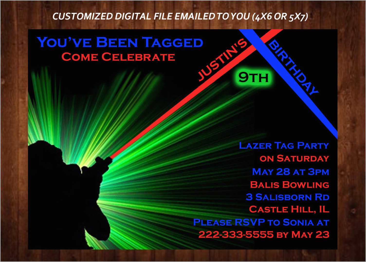 Printable Laser Tag Birthday Invitations