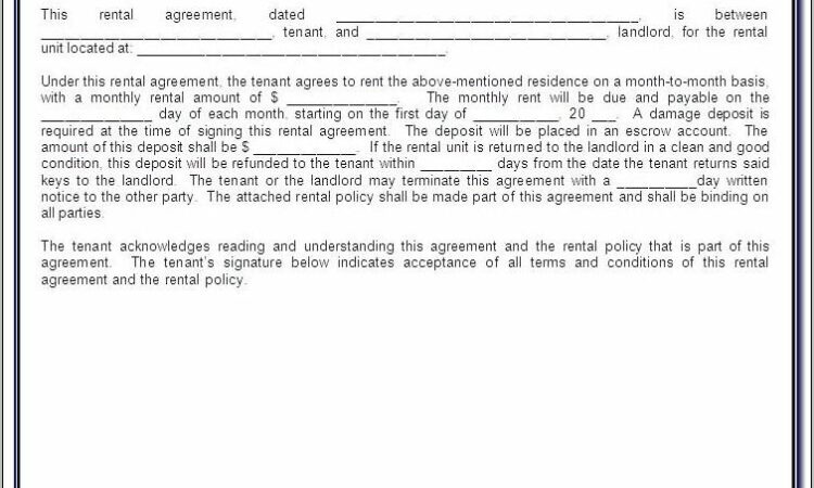 Printable Lease Agreement For Texas