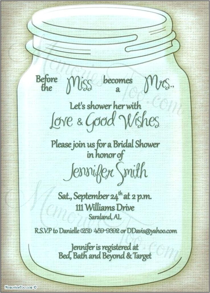 Printable Mason Jar Invitation Template