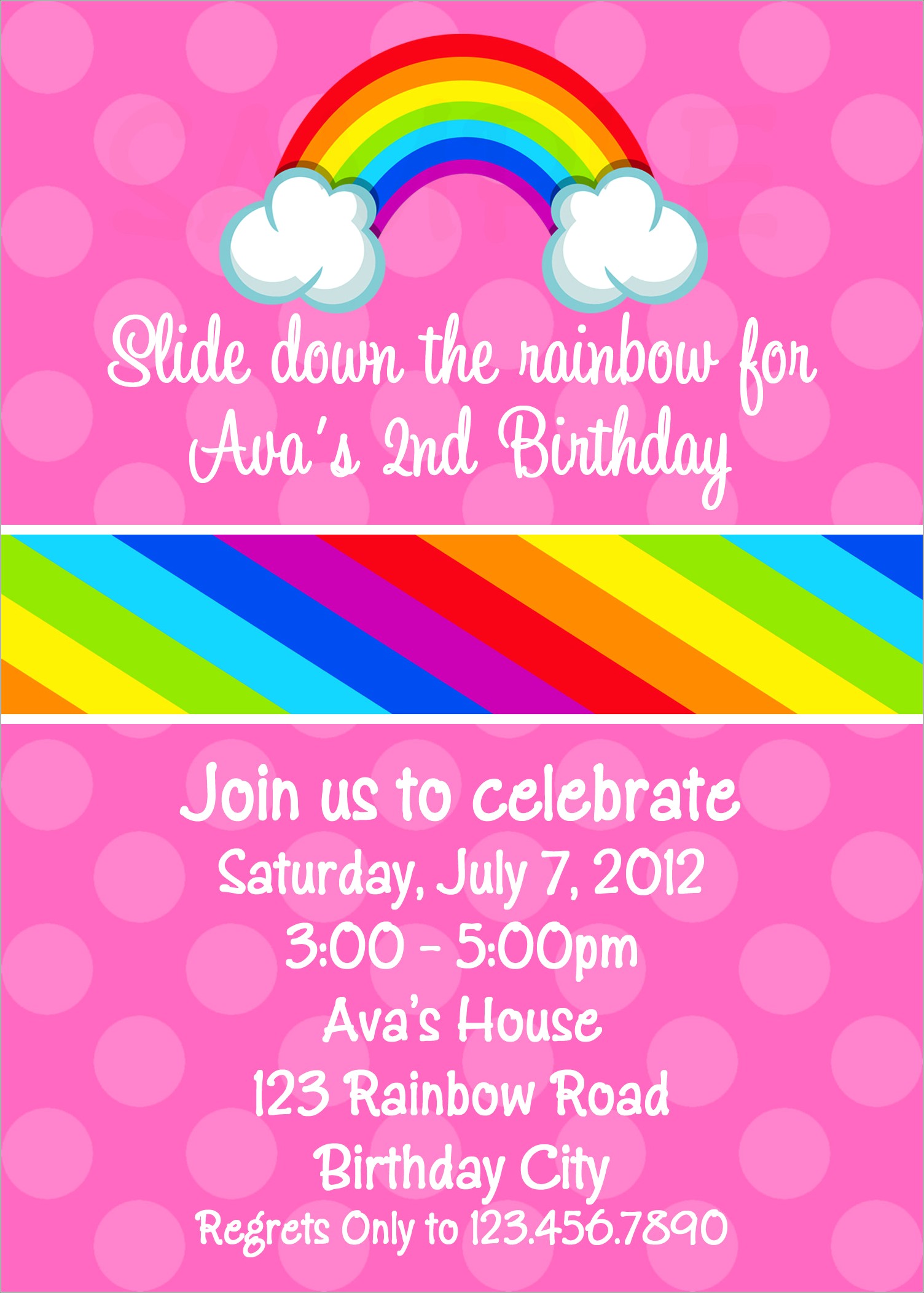 Printable Rainbow Birthday Invitations