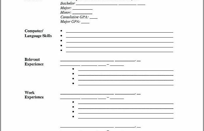 Printable Resume Template Blank