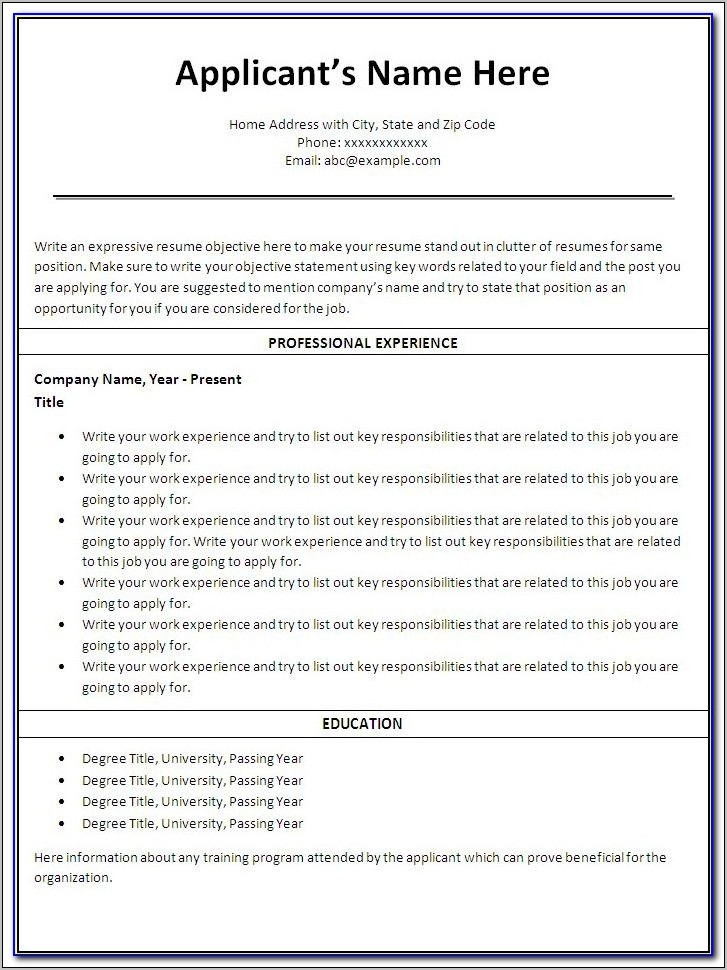 Printable Resume Templates For Students