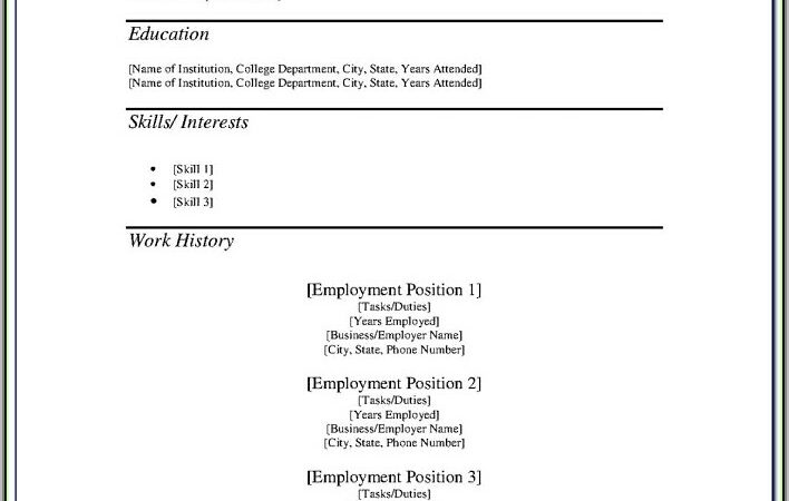 Printable Sample Resume Formats