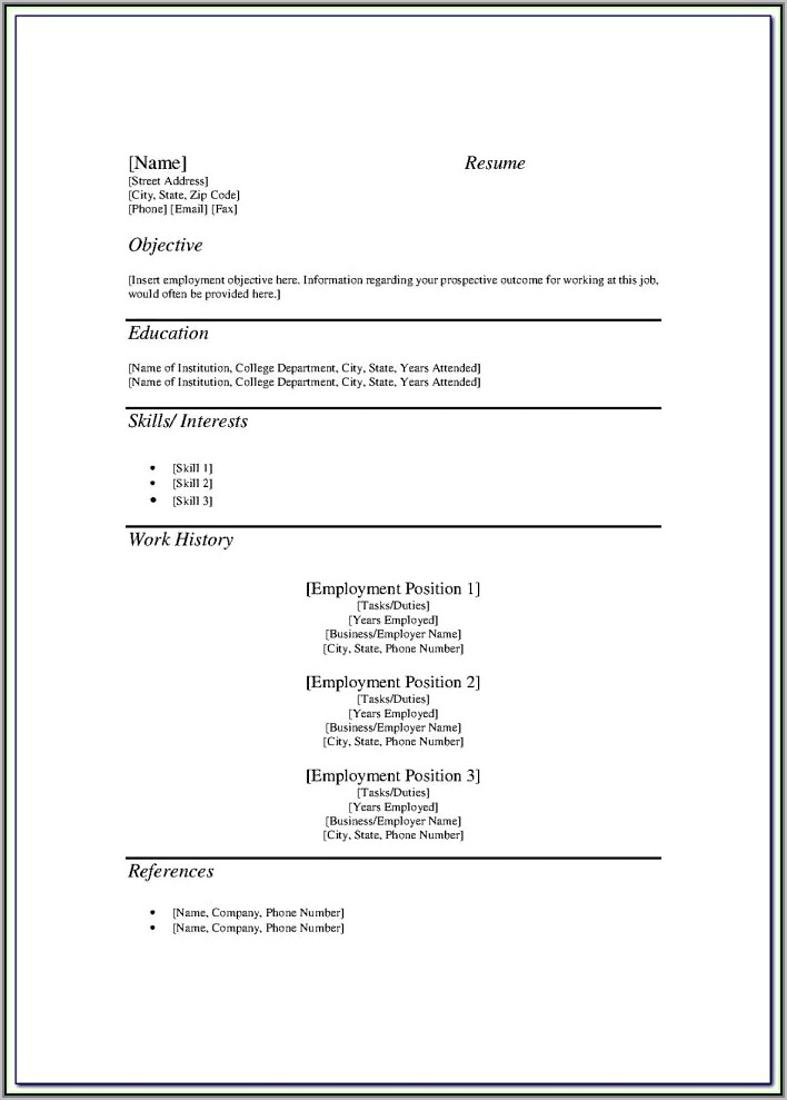 Printable Sample Resume Formats