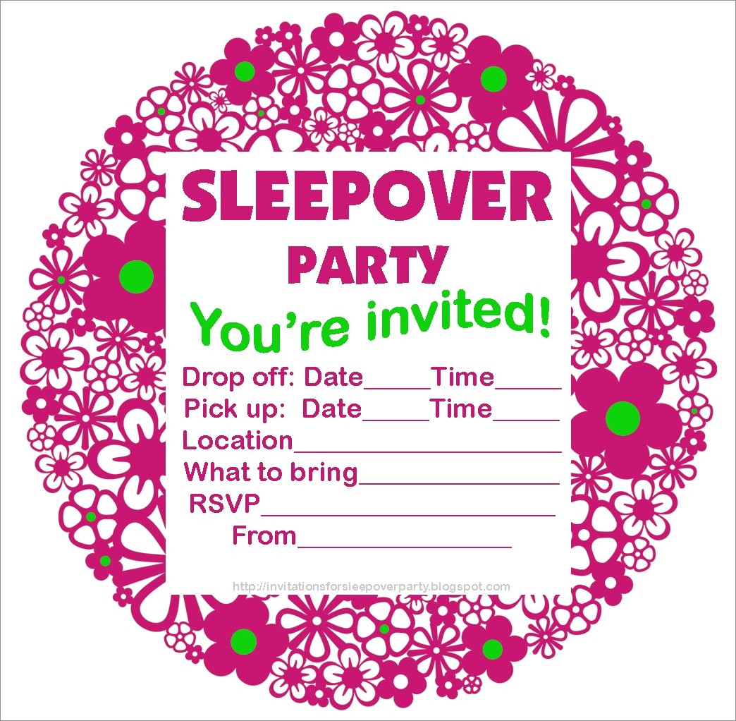 Printable Sleepover Invitations Free