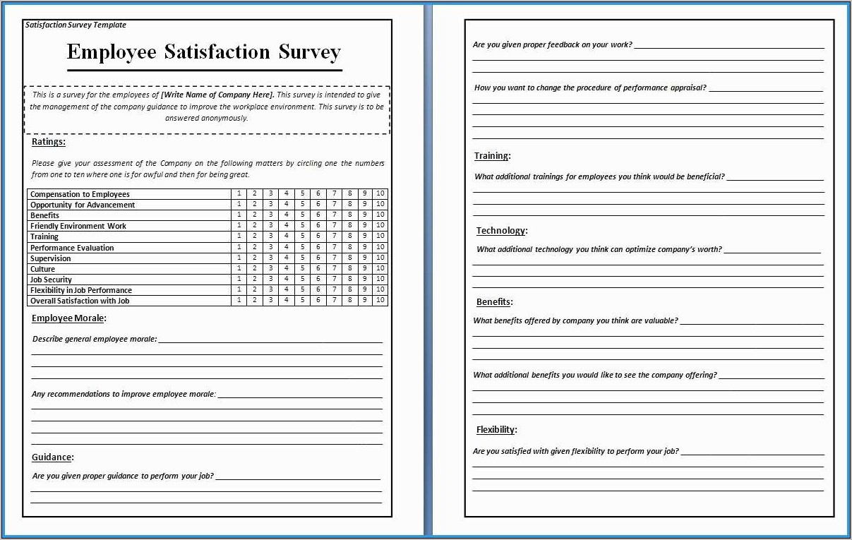 Printable Survey Questionnaire Template