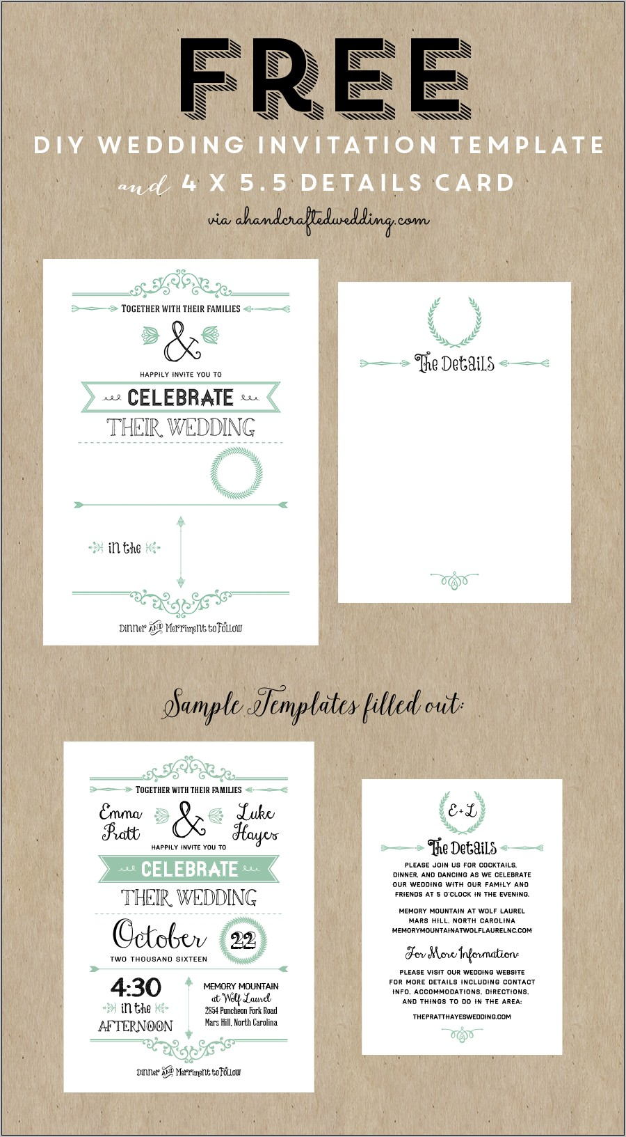 Printable Templates For Wedding Invitations