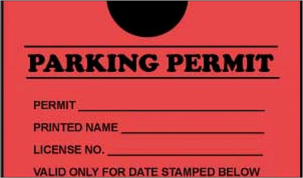 Printable Temporary Parking Permit Template