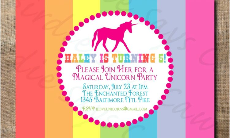 Printable Unicorn Invitation Wording