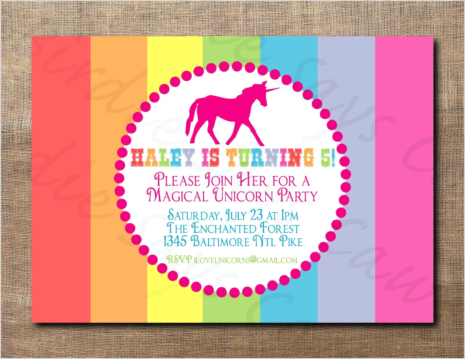 Printable Unicorn Invitation Wording