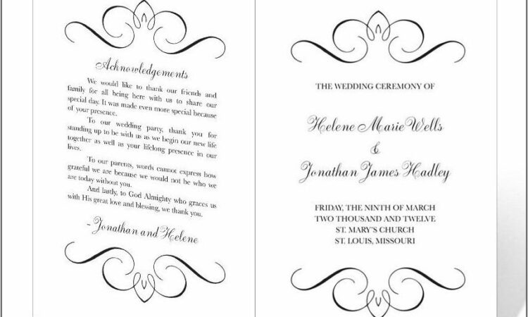 Printable Wedding Programs Templates Free