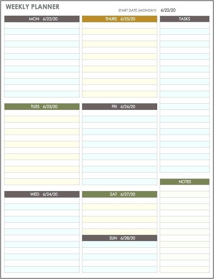 Printable Weekly Work Planner Template