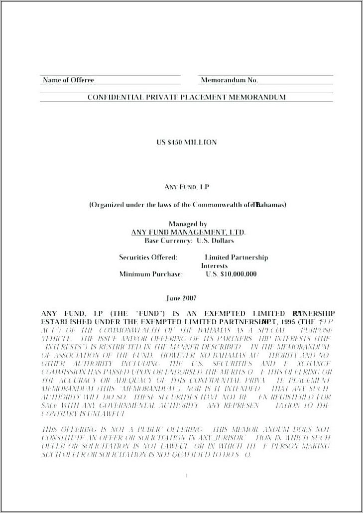 Private Placement Agreement Sample